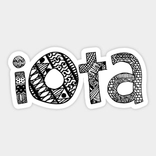 Iota Letter Doodle Pattern Sticker